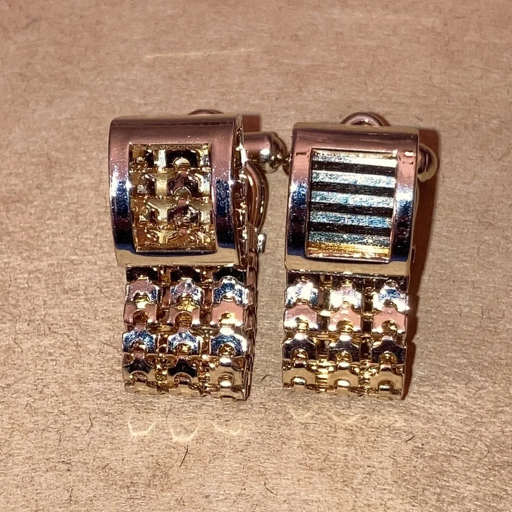 🐸 Men’s Goldtone Chain/Belt CUFFLINKS; As Is